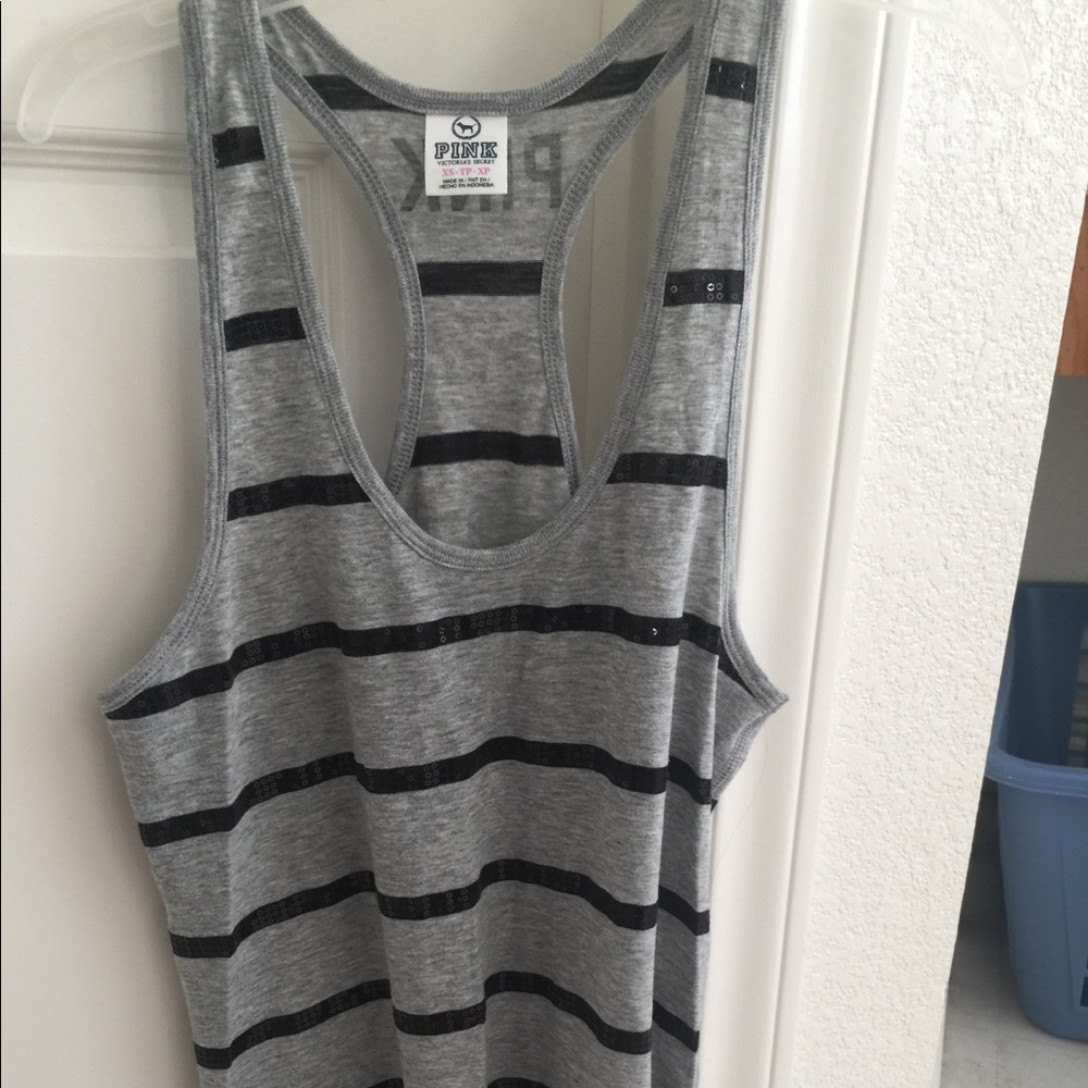 Victoria Secret Pink striped sequin tank